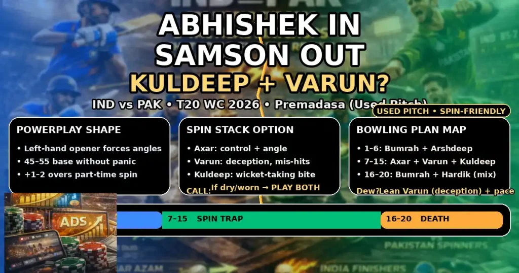 India vs Pakistan: Abhishek IN, Samson OUT, Kuldeep vs Varun on a Used Pitch?